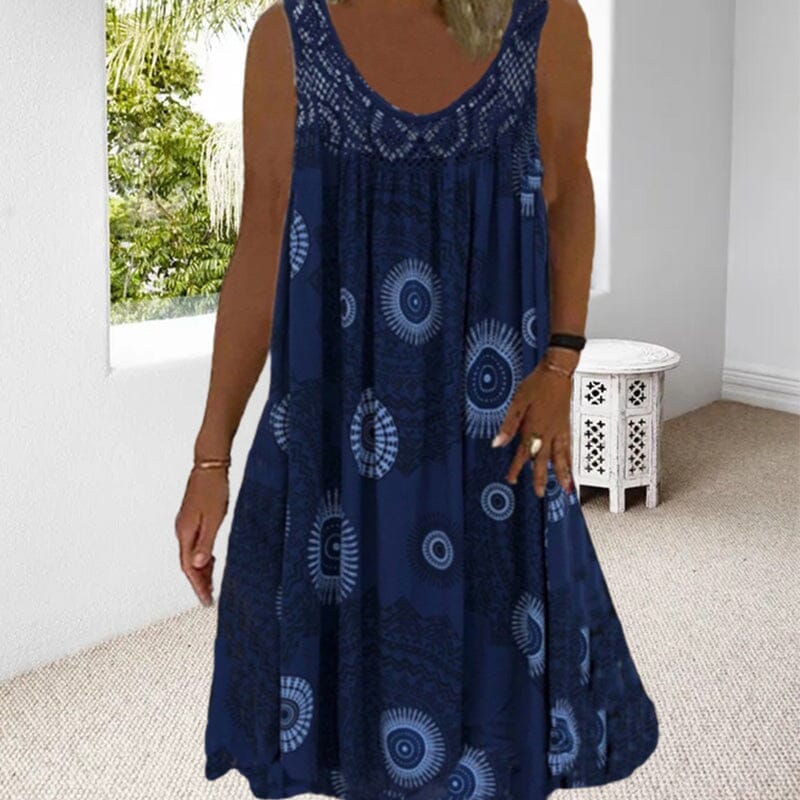 Robe d'été sans manches à décolleté en O pour femmes
