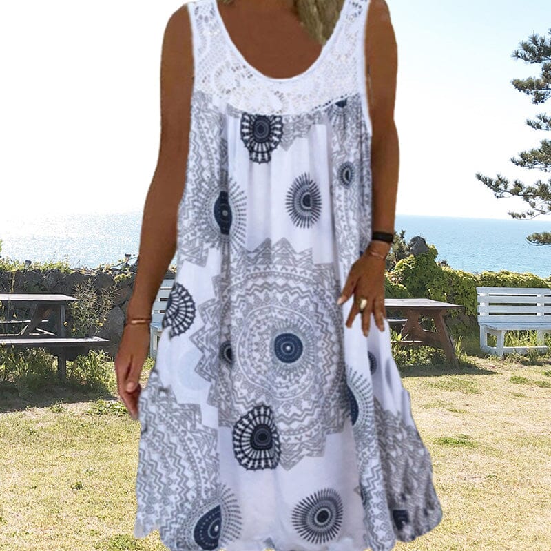 Robe d'été sans manches à décolleté en O pour femmes