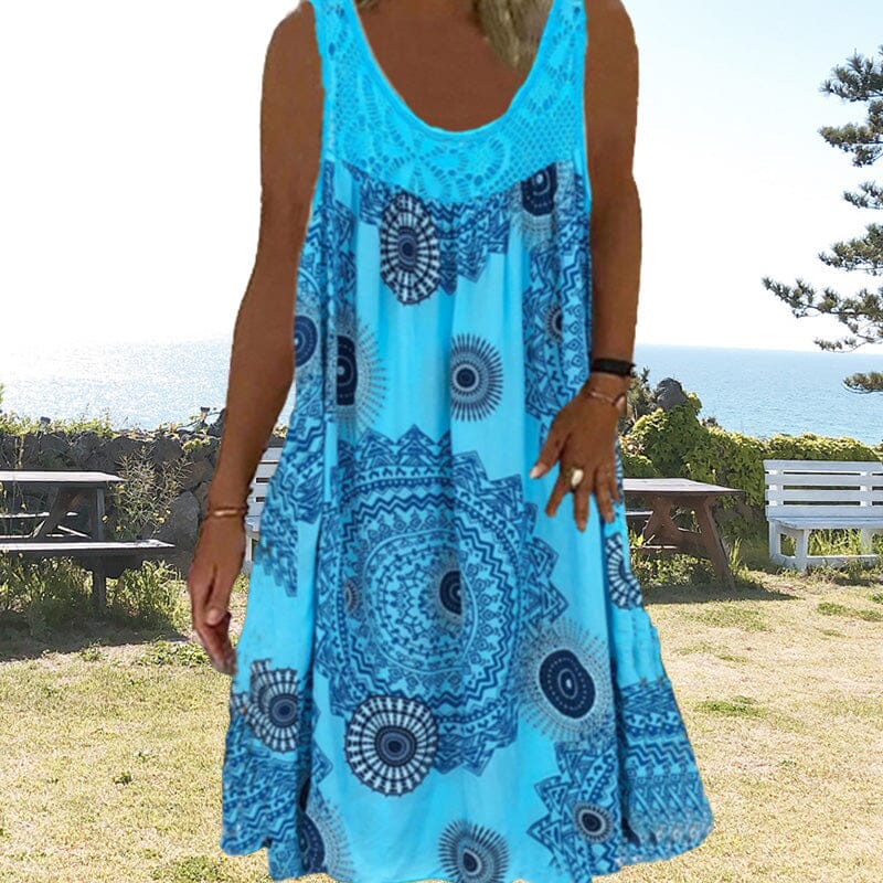 Robe d'été sans manches à décolleté en O pour femmes