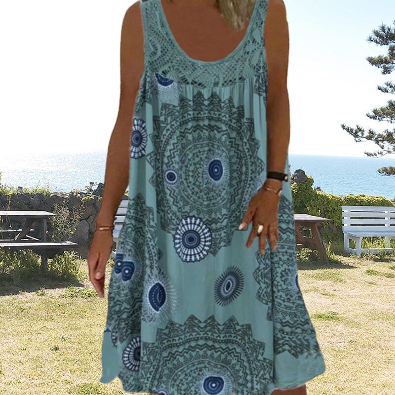 Robe d'été sans manches à décolleté en O pour femmes