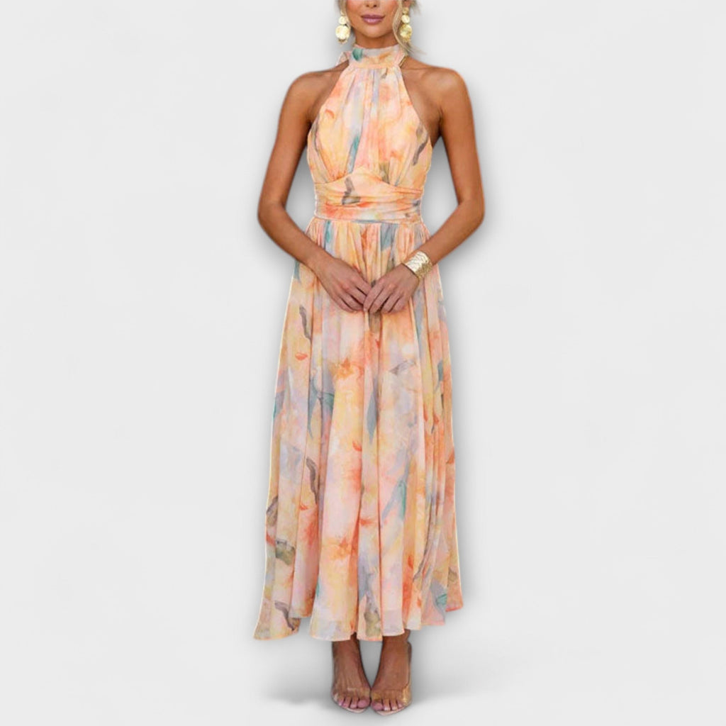 Dana™ – Robe Maxi Halter Aquarelle
