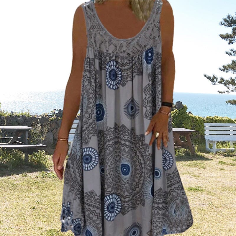Robe d'été sans manches à décolleté en O pour femmes