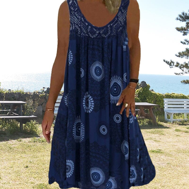 Robe d'été sans manches à décolleté en O pour femmes