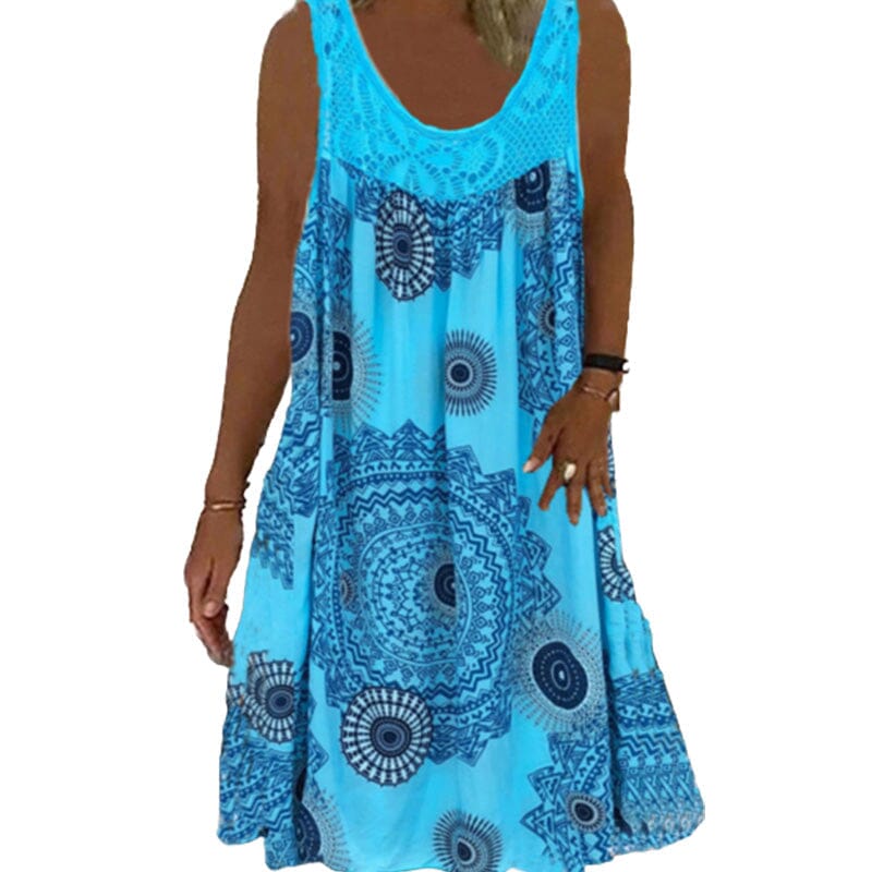 Robe d'été sans manches à décolleté en O pour femmes