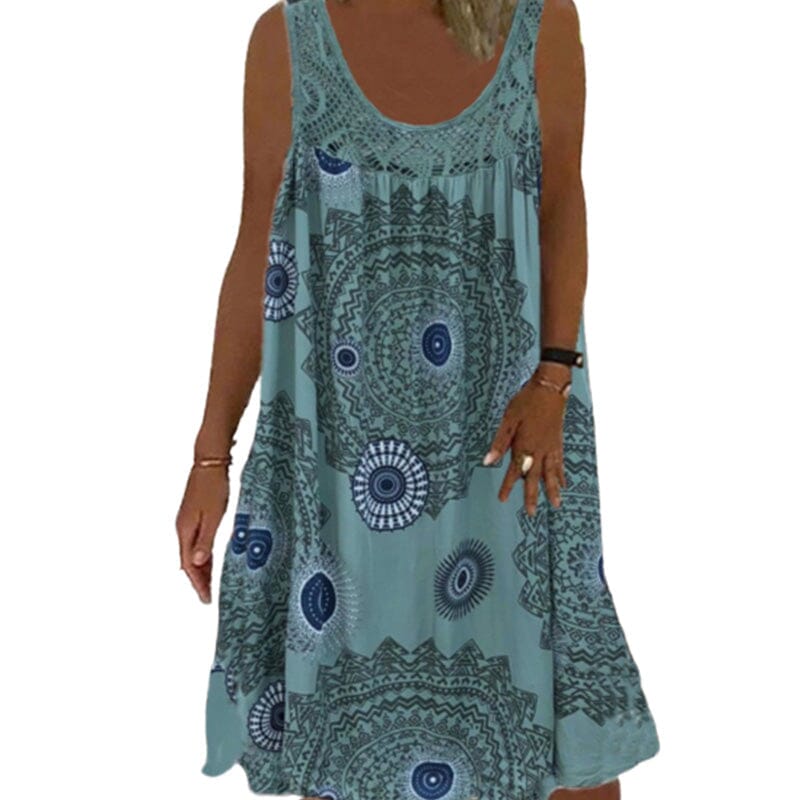 Robe d'été sans manches à décolleté en O pour femmes