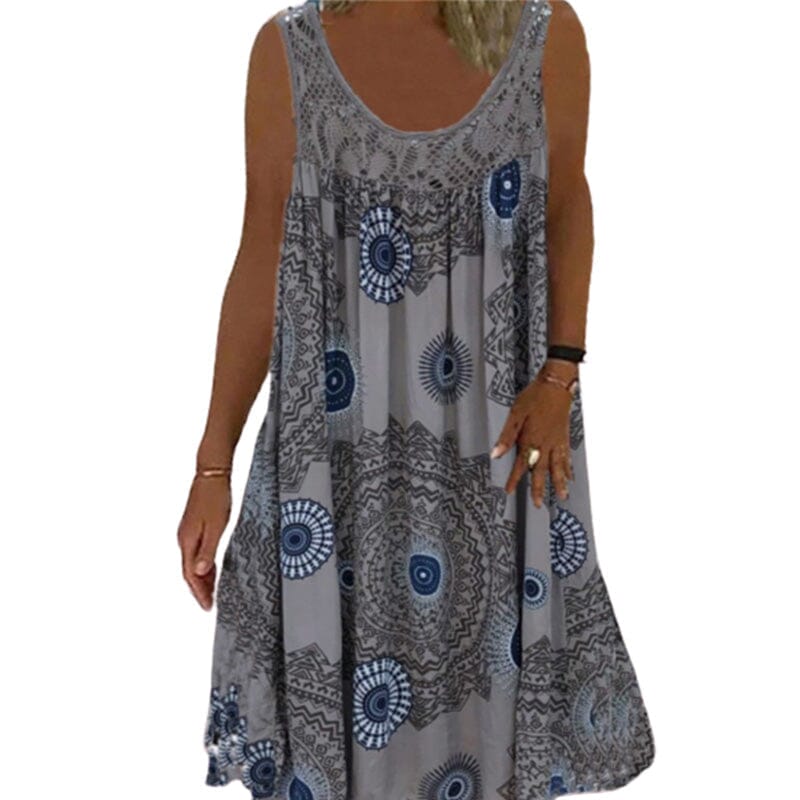 Robe d'été sans manches à décolleté en O pour femmes