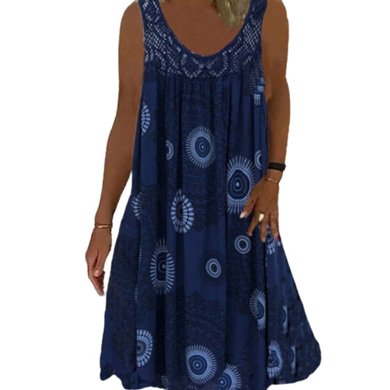 Robe d'été sans manches à décolleté en O pour femmes