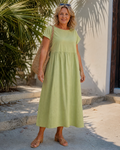 Awaline | Robe midi relaxée à manches courtes minimaliste