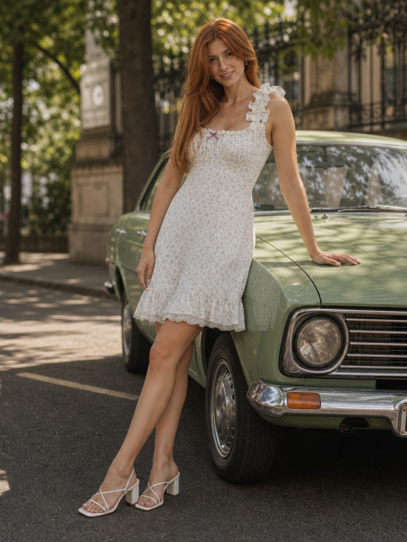 Evram | Robe mini sans manches à volants et imprimé floral