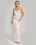 Colia | Robe maxi bodycon à bretelles florales douces