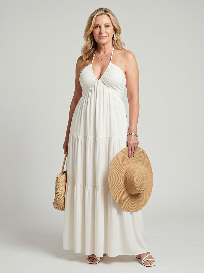 Dextra | Robe Midi à Bretelles et Jupe Étagée