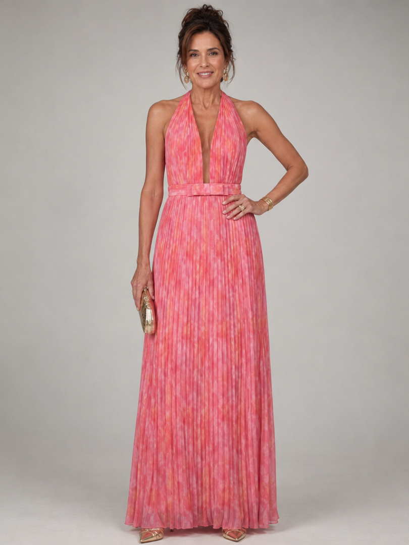 Rosel | Robe Maxi à Encolure Halter Plissée