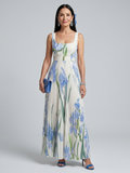 Ophelia | Robe midi sans manches à col carré et imprimé floral