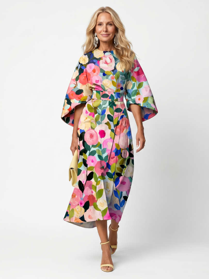 Glade | Robe Midi Florale à Manches Larges