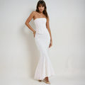 Robe Maxi de Mariage Sans Bretelles Brodée