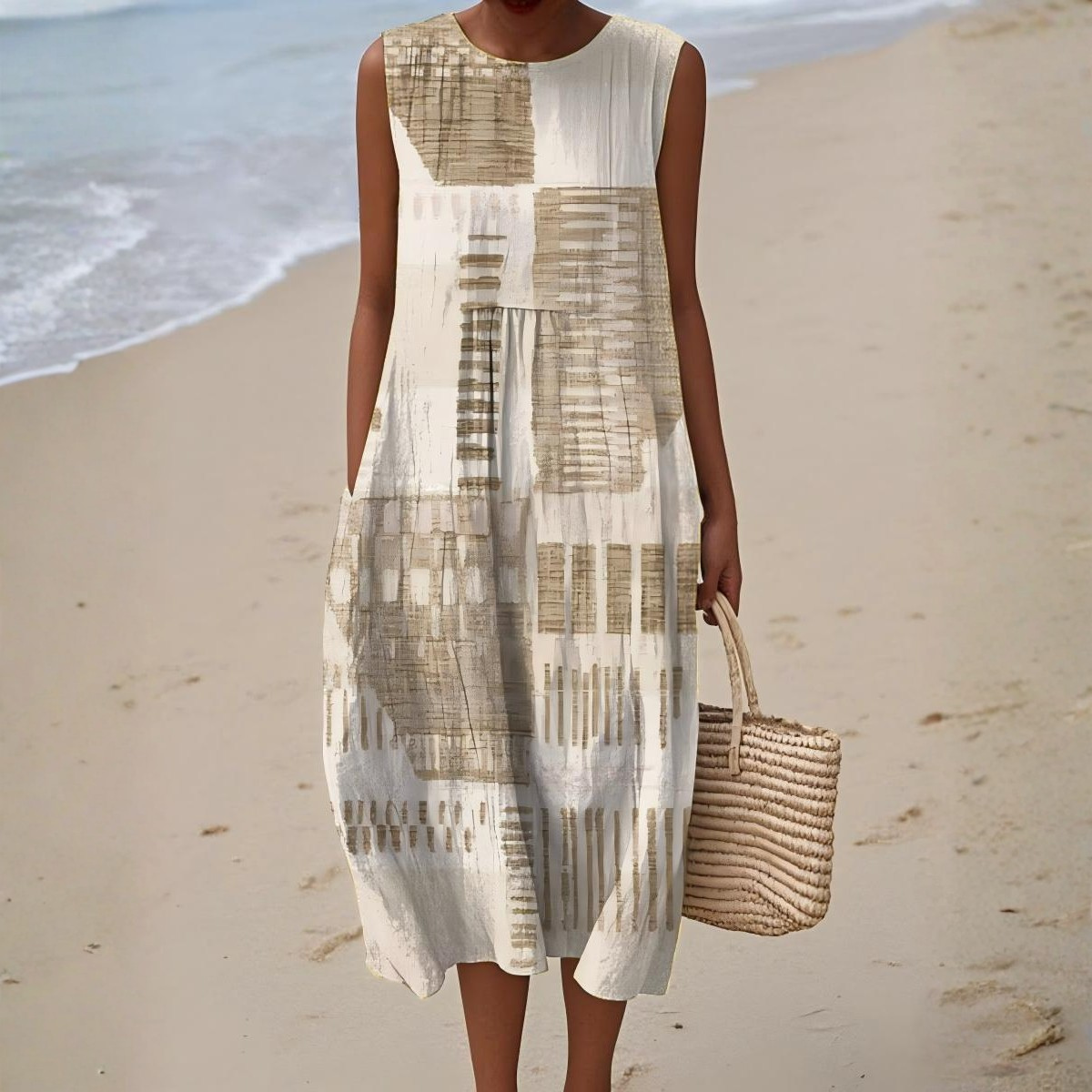 Erpha | Robe midi sans manches avec imprimé abstrait