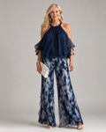 Xylara | Ensemble large à encolure halter imprimé à couches