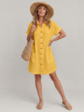 Linon | Robe à manches courtes avec poches avant, longueur genou
