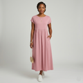 Robe Maxi Femme Élégante Manches Courtes Taille Haute Poches