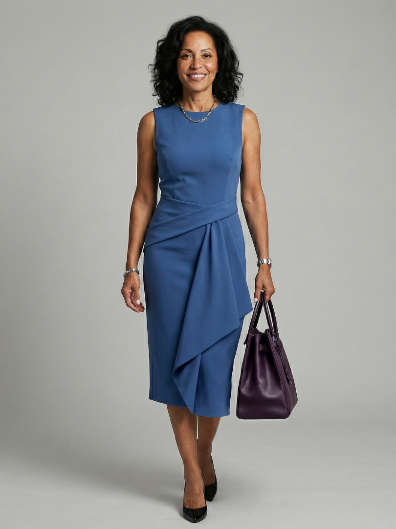 Oriel | Robe Midi Drapée Asymétrique