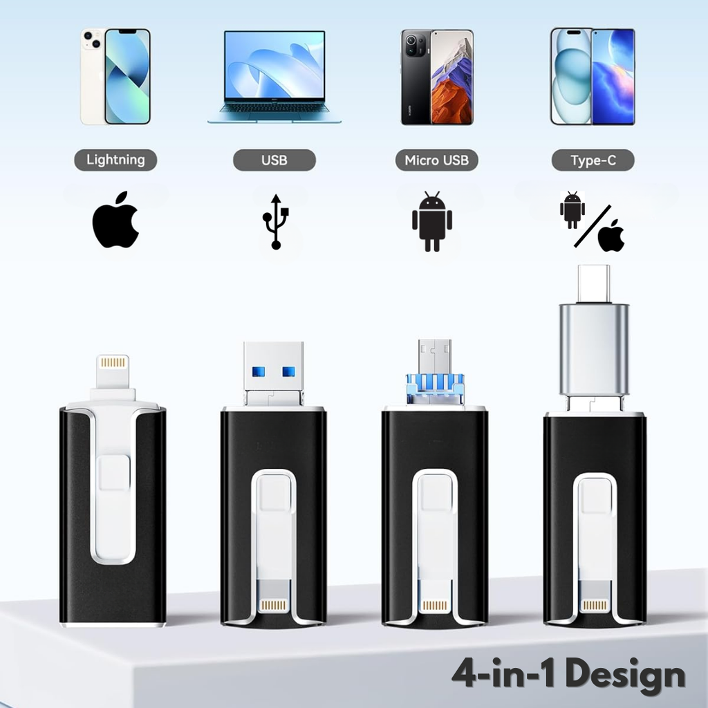 SnapVault 4-en-1 clé de sauvegarde | Depuis le téléphone directement sur votre USB