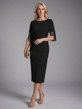 Amaris | Robe midi ajustée à manches fendues