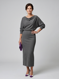 Romy | Robe midi ajustée avec encolure drapée