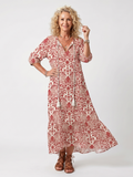 Noelle | Robe midi à imprimé orné avec lien à frange