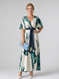 Moglos | Robe Maxi à Manches Volantes et Ceinture Abstract