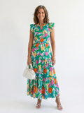 Lila | Robe midi à volants à imprimé floral