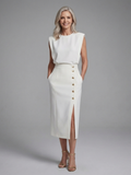Anouk | Robe Midi Asymétrique à Manches Courtes