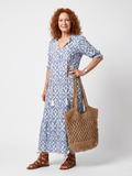 Ottiline | Robe Midi Imprimée avec Détail de Nœud à Franges