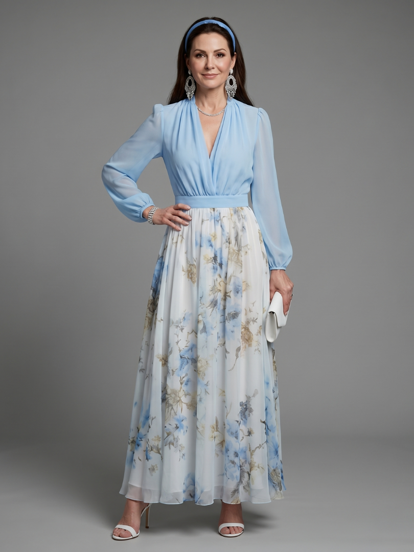 Augusta | Robe Maxi Florale à Décolleté en V Transparent