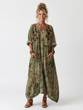 Aleta | Robe midi oversized à poches brodées et boutonnée