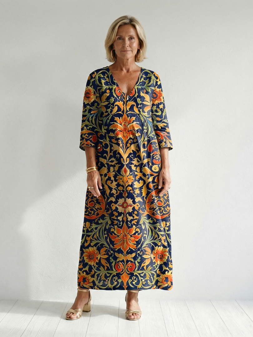 Elise | Robe Midi Florale Ornate