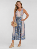 Lemez | Robe midi sans manches à détails de boutons floraux mélangés