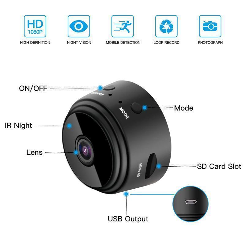 Caméra Mini WiFi Magnétique 1080p - Caméra de Recul pour Remorque de Camping