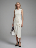 Lunara | Robe midi drapée asymétrique sans manches
