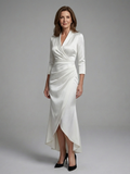 Celestine | Robe Midi Croisée à Manches Longues Haute-Basse