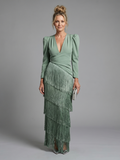 Samara | Robe Midi à Manches Longues avec Franges Douces