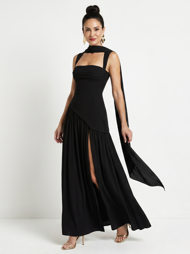 Bindi | Robe Maxi Plissée avec Découpe au Cou