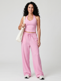 Helena | Ensemble Top Sans Manches à Encolure Arrondie et Pantalons à Jambes Larges