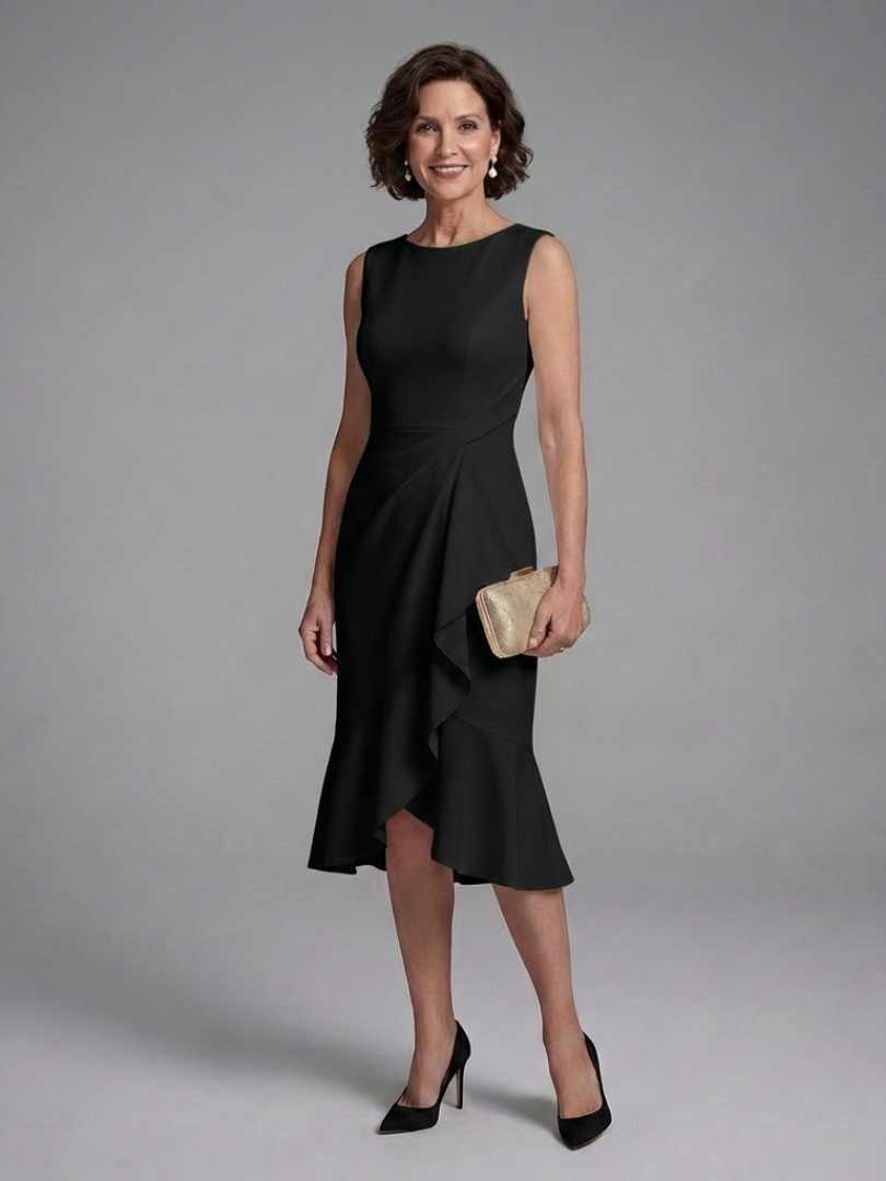 Cosima | Robe Midi Sans Manches avec Détail Enveloppant