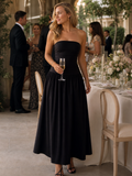 Zelene | Robe Midi à Bustier Froncé