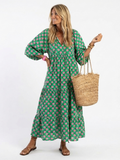 Fiora | Robe Midi à Imprimé Floral avec Col V