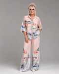 Akela | Chemise à Boutons Imprimée Scénique et Ensemble Pantalon Large