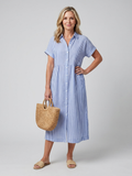 Rosamund | Robe midi à manches courtes à motif rayé