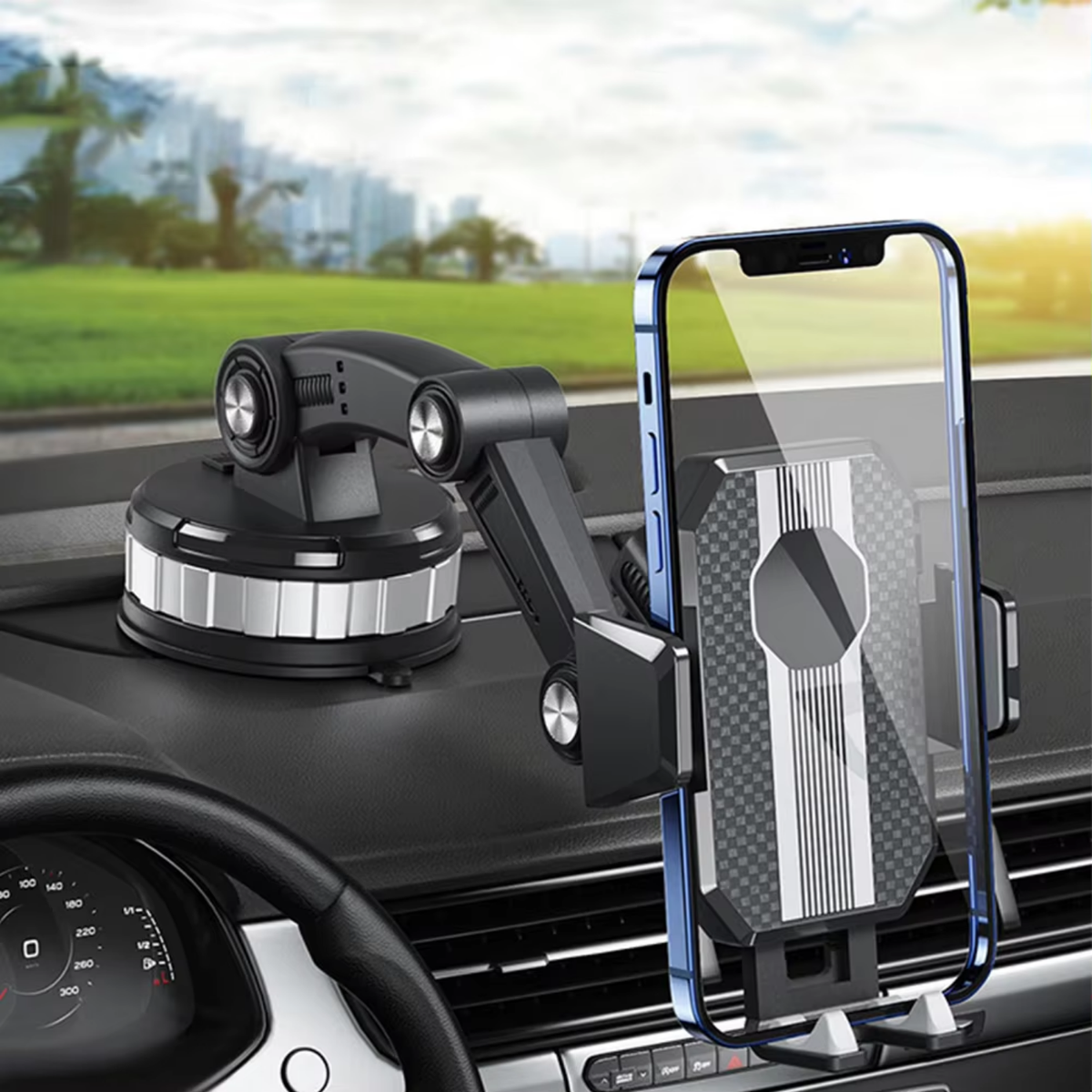 Support Auto GripTech avec Ventouse Puissante et Rotation à 360°