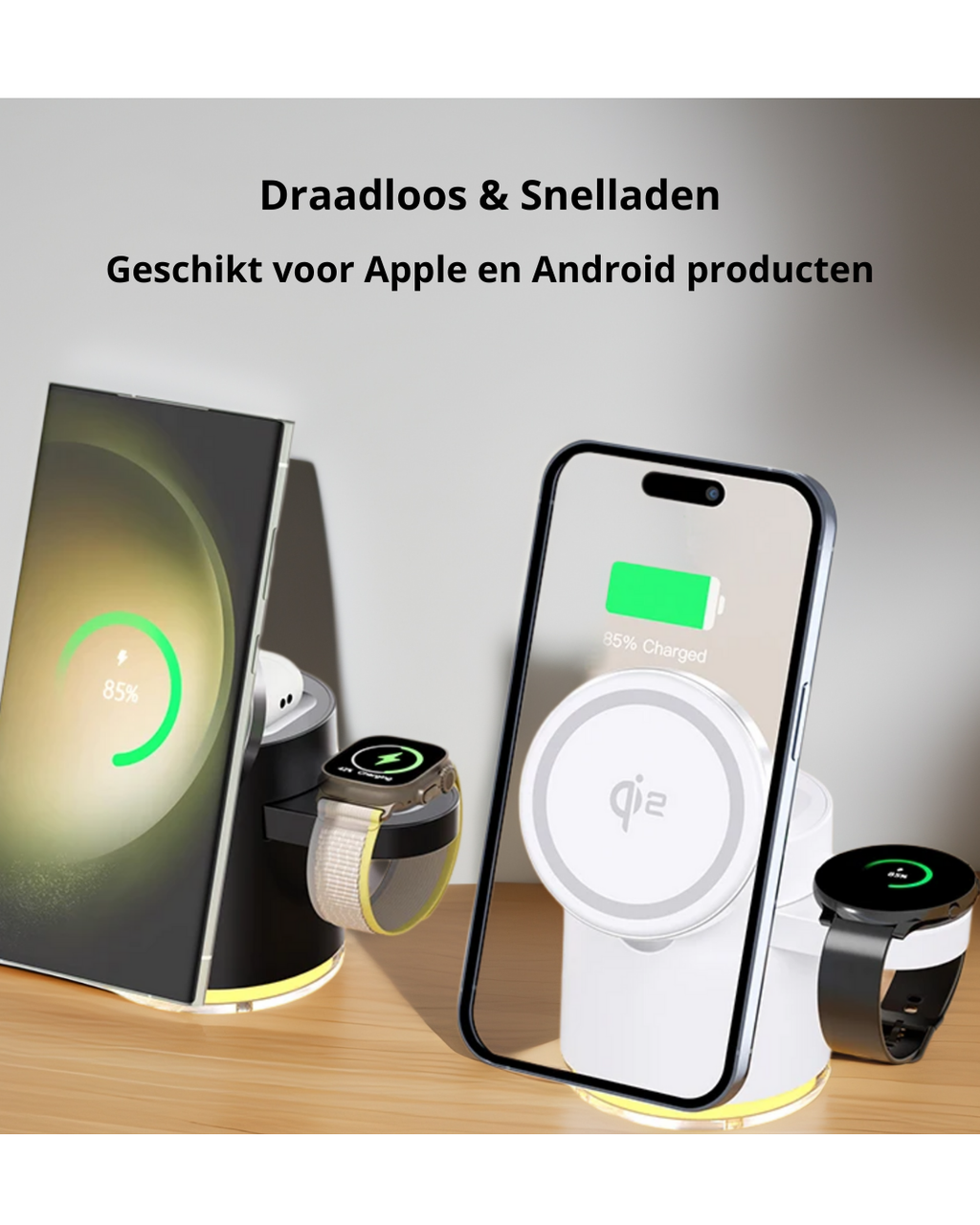 LuxDock Elite Station de Charge | Solution tout-en-un de luxe pour appareils Apple & Android