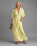 Zelith | Robe midi fluide à manches longues et col ceinturé